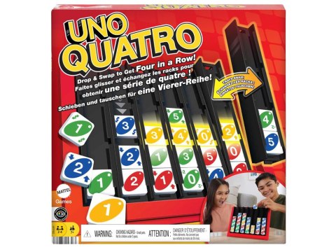 Mattel Gra Uno Quatro - strategiczna, rodzinna z kolorowymi płytkami GR0914