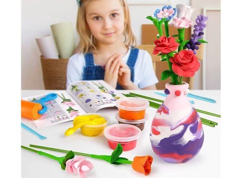 Kreatywny Zestaw DIY do Robienia Kwiatów Masa Plastyczna Wazon 28 el ZA6414
