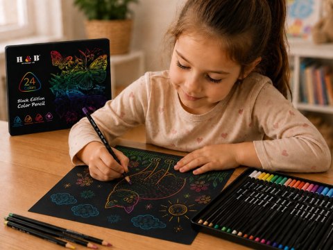 Kredki Ołówkowe Black Edition 24 Kolory 3,3 mm + Metalowe etui AP0124