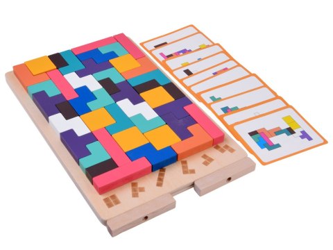 Układanka Drewniana logiczna z kolorowymi klockami - puzzle Tetris ZA6613