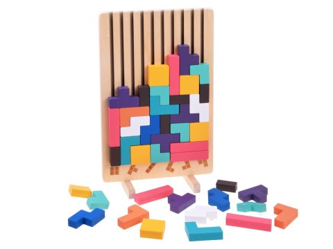 Układanka Drewniana logiczna z kolorowymi klockami - puzzle Tetris ZA6613