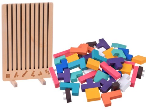 Układanka Drewniana logiczna z kolorowymi klockami - puzzle Tetris ZA6613