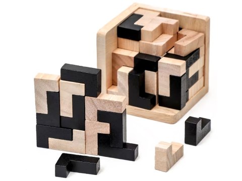 Drewniana Kostka Logiczna Tetris Układanka Przestrzenna Łamigłówka ZA6610