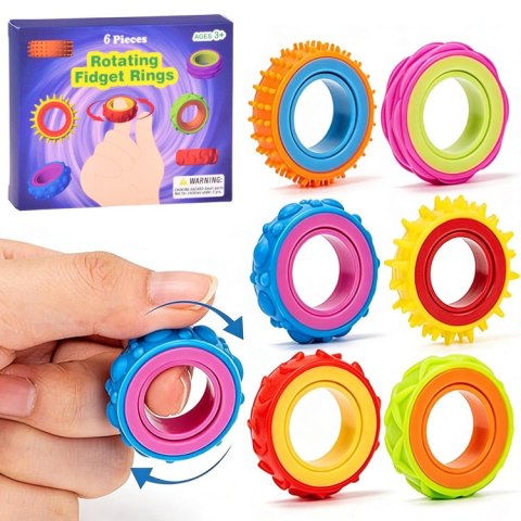 Pierścienie Sensoryczne Obrotowe Fidget Zabawka Antystresowa 6 szt. ZA6619