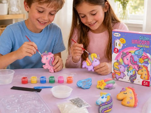Zestaw do robienia magnesów JEDNOROŻCE brokatowe DIY magnesy ZA6409