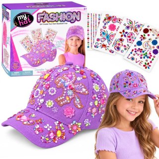 Czapka z daszkiem do ozdabiania LAWENDOWA + diamentowe naklejki DIY ZA6338