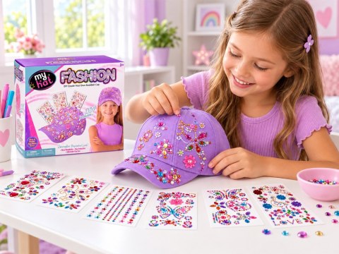 Czapka z daszkiem do ozdabiania LAWENDOWA + diamentowe naklejki DIY ZA6338