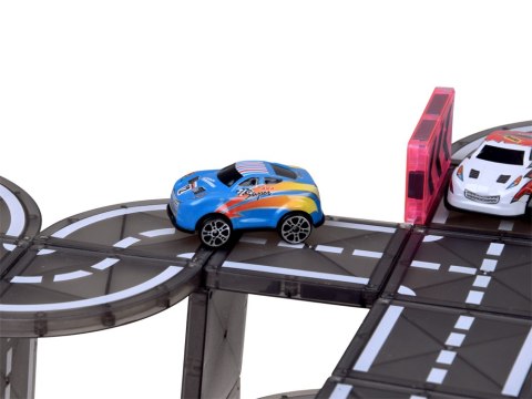 Klocki magnetyczne TOR SAMOCHODOWY 168ele + 4 auta i znaki drogowe ZA6446