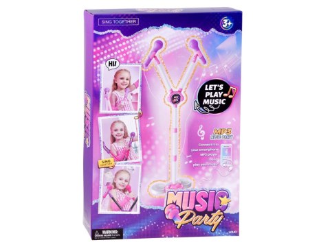 Mirkofon x2 na regulowanym statywie ZESTAW KARAOKE dla dzieci IN0192