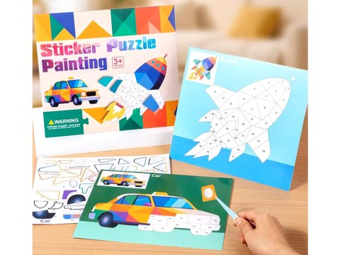 Mozaika numeryczna - wyklejanie po numerach POJAZDY 8 obrazków ZA6629 B