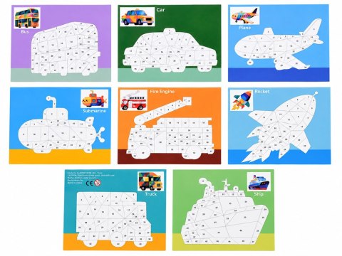 Mozaika numeryczna - wyklejanie po numerach POJAZDY 8 obrazków ZA6629 B