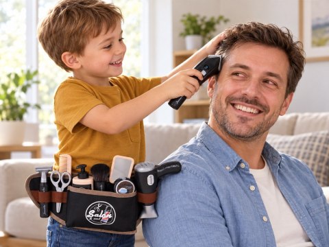 Zestaw fryzjerski dla dzieci BARBER fryzjer męski - pas + akcesoria ZA6217