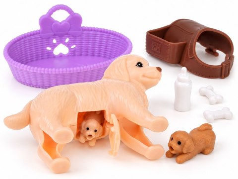 Anlily Figurka PIESEK mama w ciąży rodząca szczeniaki x2 i akcesoria ZA6225