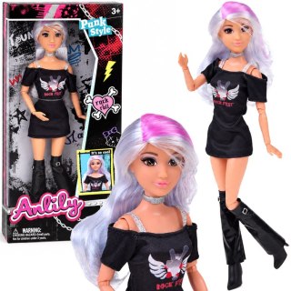 Anlily Lalka w stylu punk rock - srebrne włosy i mocna stylizacja ZA6231