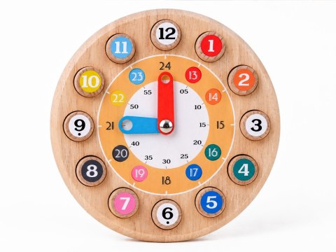Drewniany ZEGAR edukacyjny 2w1 zadania matematyczne - MATEMATYKA ZA6240