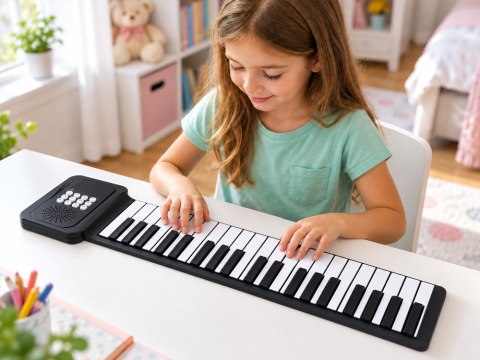 Elektroniczny KEYBOARD rozwijany dla dzieci na macie 37 klawiszy IN0188