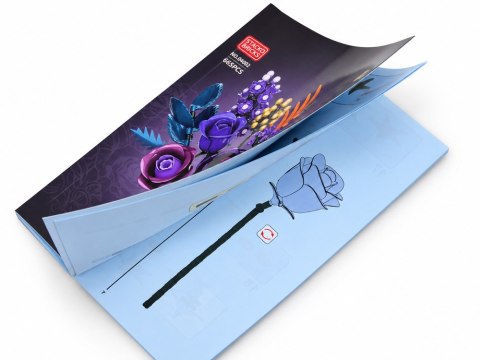 Klocki Kwiaty CIEMNE RÓŻE fioletowy bukiet kwiatów 665ele ZA6264