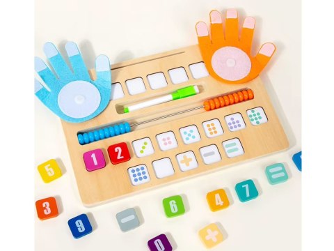 MATEMATYKA Drewniany zestaw do nauki liczenia Tablica + karty zadań ZA6245