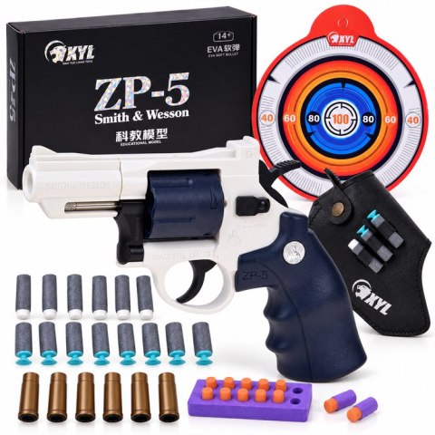 Pistolet REWOLWER zabawkowy, obrotowy + naboje piankowe ZA6411