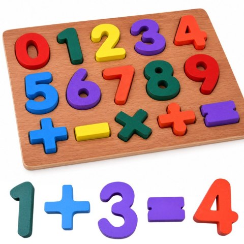 Puzzle drewniane CYFERKI matematyka - układanka edukacyjna 15ele ZA6238