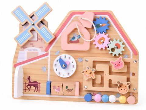 Drewniana Tablica Manipulacyjna Farma Domek sensoryczny labirynt ZA6485
