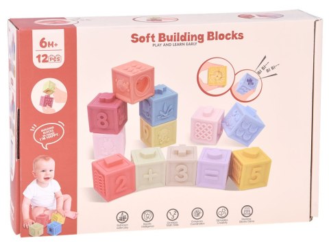 Gumowe klocki - miękkie, sensoryczne, pastelowe 12szt. ZA6635