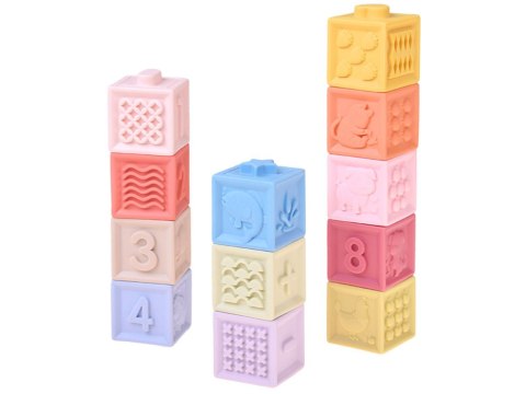 Gumowe klocki - miękkie, sensoryczne, pastelowe 12szt. ZA6635