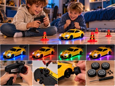 Samochód zdalnie sterowany Toyota Supra Drift 1:43 4x4, LED, szybki RC0803
