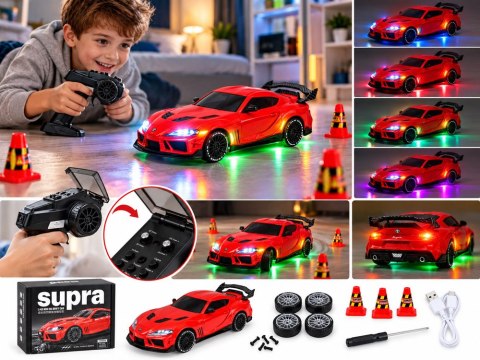 Samochód zdalnie sterowany Toyota Supra Drift 1:43 4x4, LED, szybki RC0803