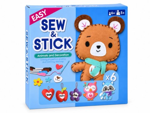 Zestaw do szycia i wyklejania DIY 6 ozdób z filcu DUŻE ZWIERZĘTA ZA6588