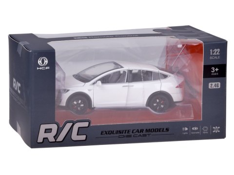 Autko Tesla Model X RC 1:22 metalowy samochód na pilota LED dym RC0772